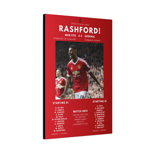 Marcus Rashford Iconic Moments Canvas - Man Utd Vs Arsenal