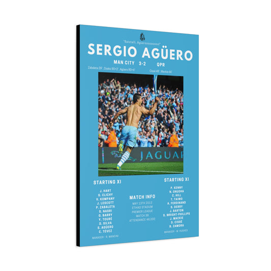 Sergio Aguero Iconic Moments Canvas - Man City Vs QPR