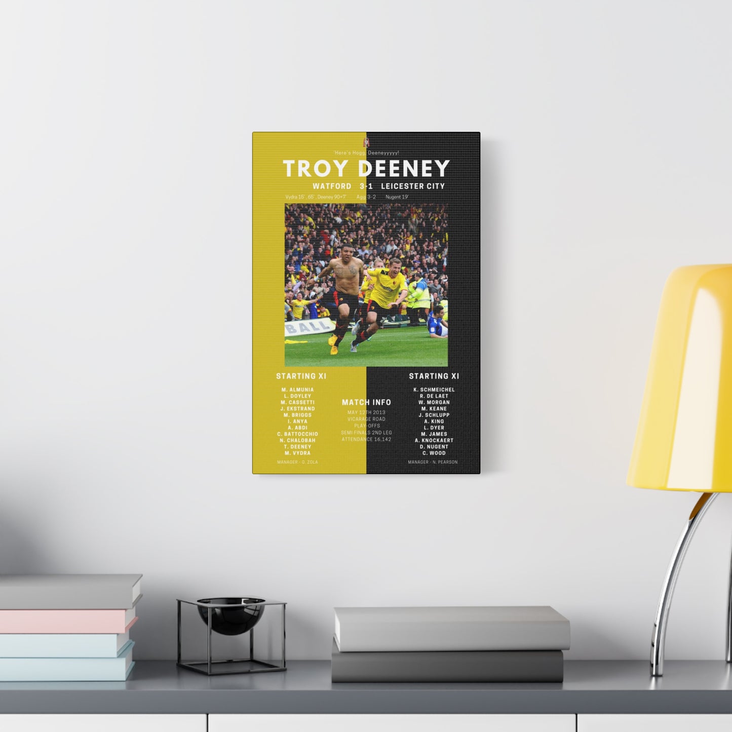 Troy Deeney Iconic Moments Canvas - Watford Vs Leicester