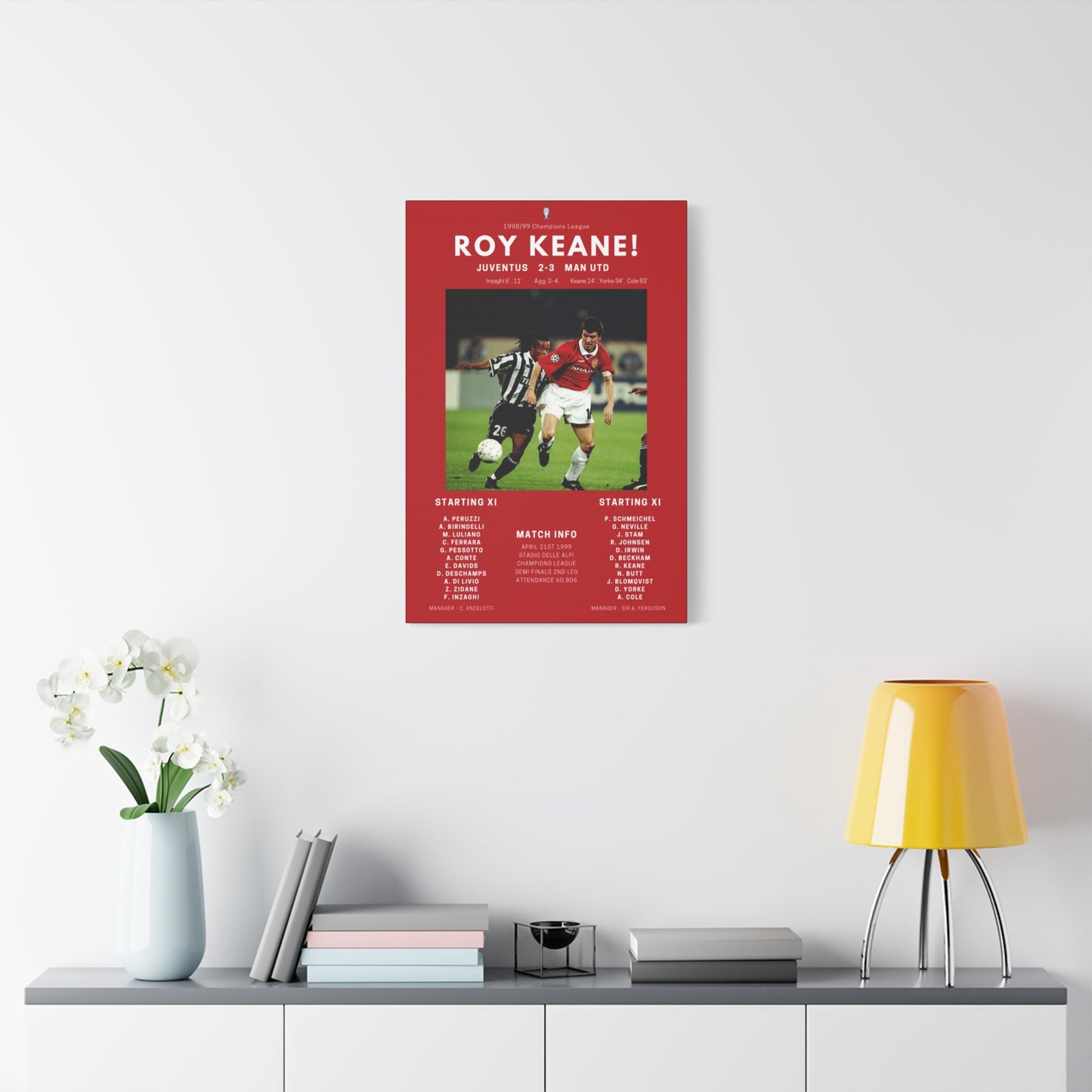 Roy Keane Iconic Moments Canvas - Man Utd Vs Juventus