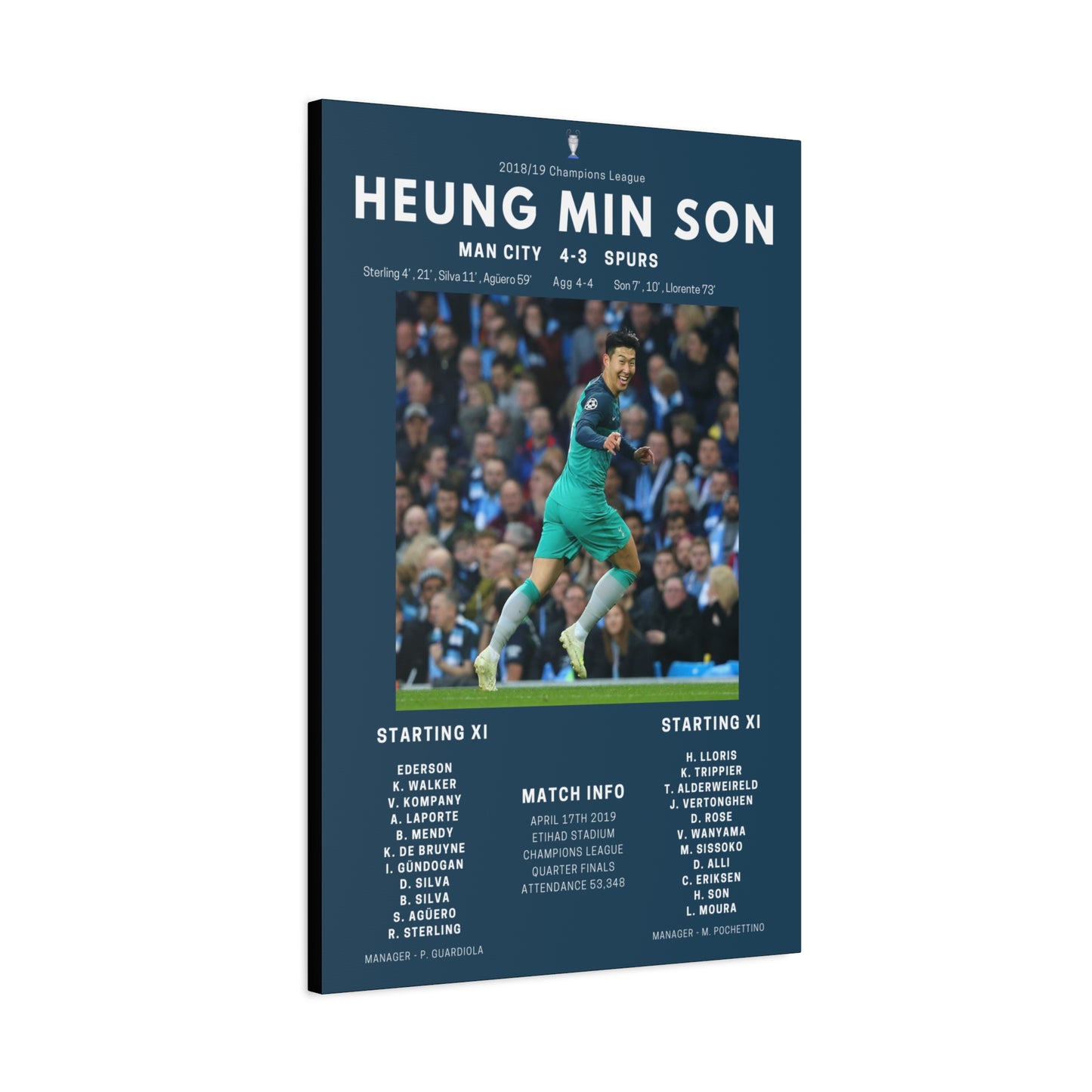 Heung Min Son Iconic Moments Canvas - Spurs Vs Man City