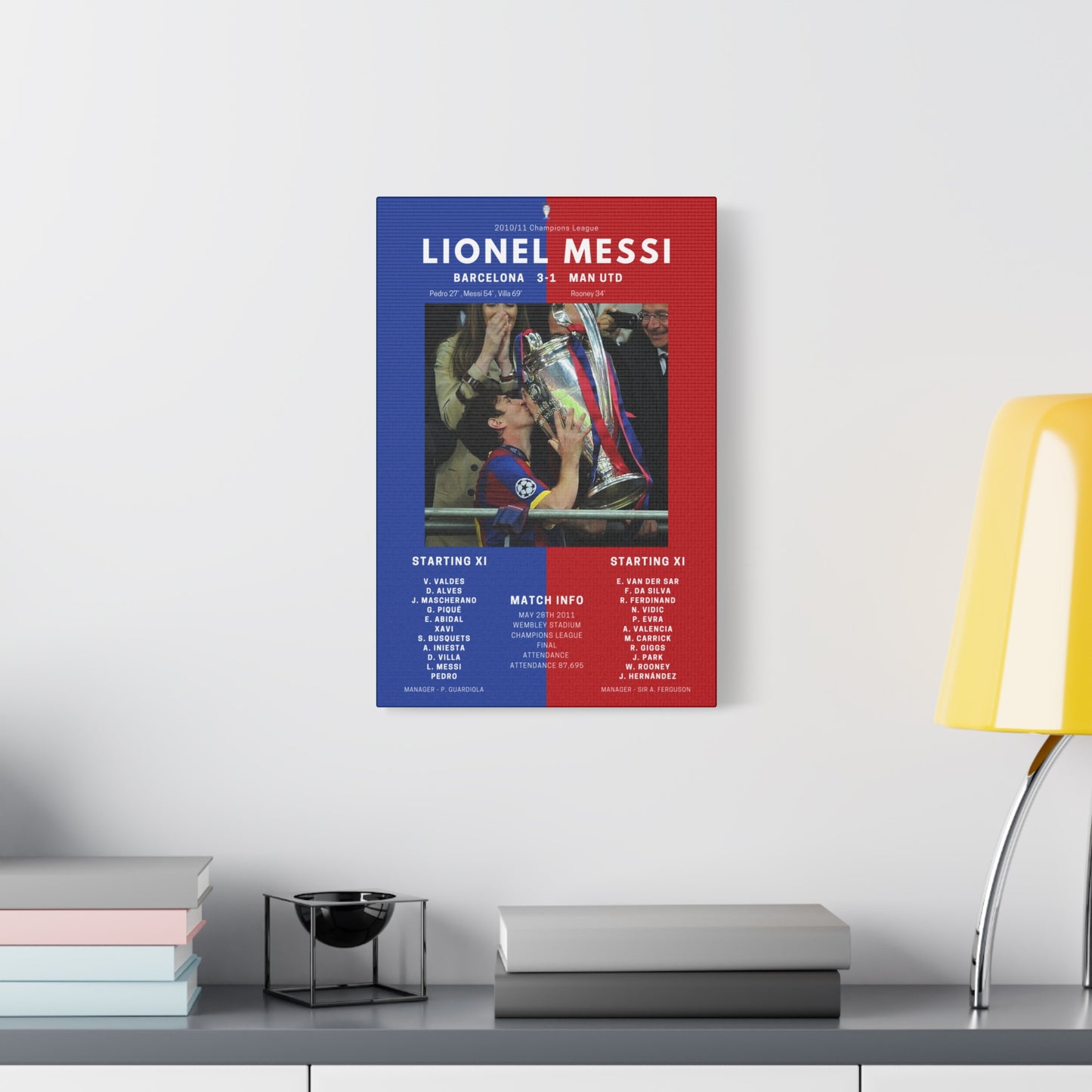 Lionel Messi Iconic Moments Canvas - Barcelona Vs Man Utd