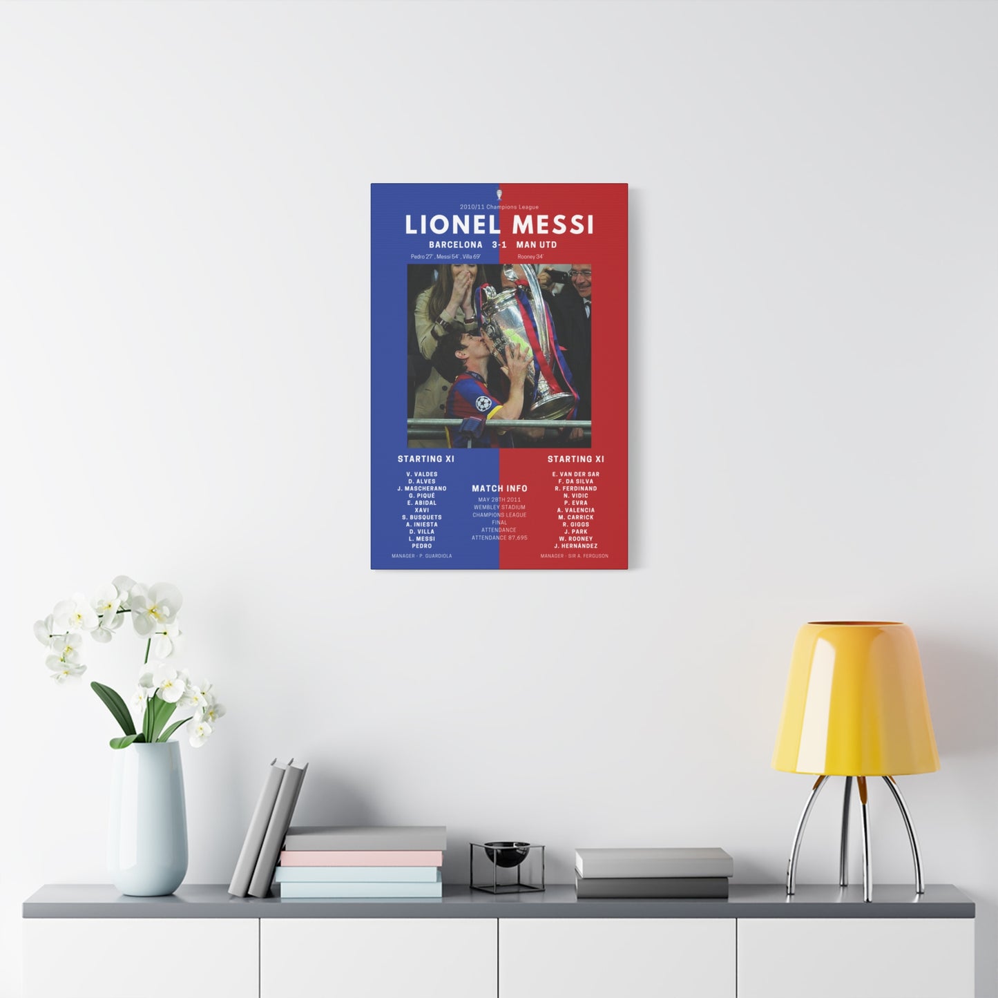 Lionel Messi Iconic Moments Canvas - Barcelona Vs Man Utd