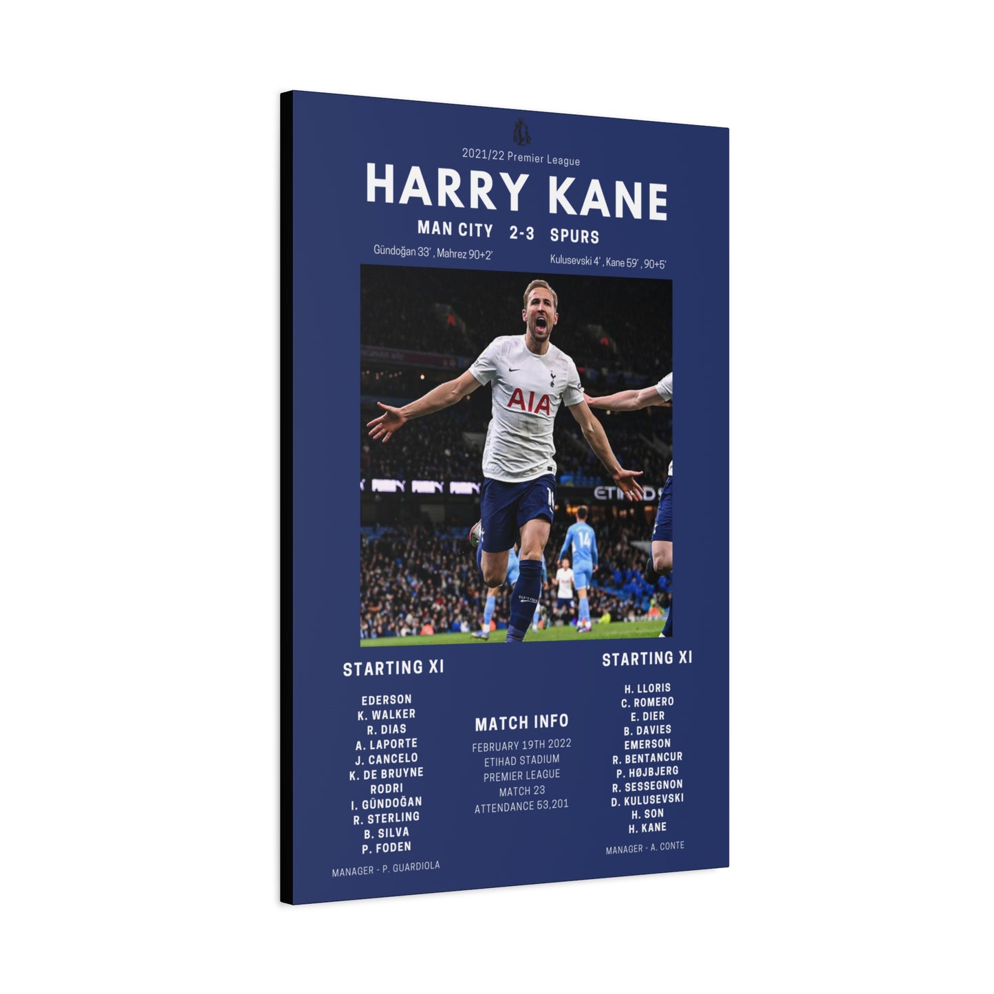 Harry Kane Iconic Moments Canvas - Spurs Vs Man City