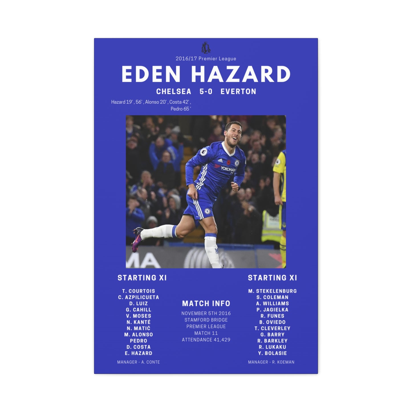 Eden Hazard Iconic Moments Canvas - Chelsea Vs Everton