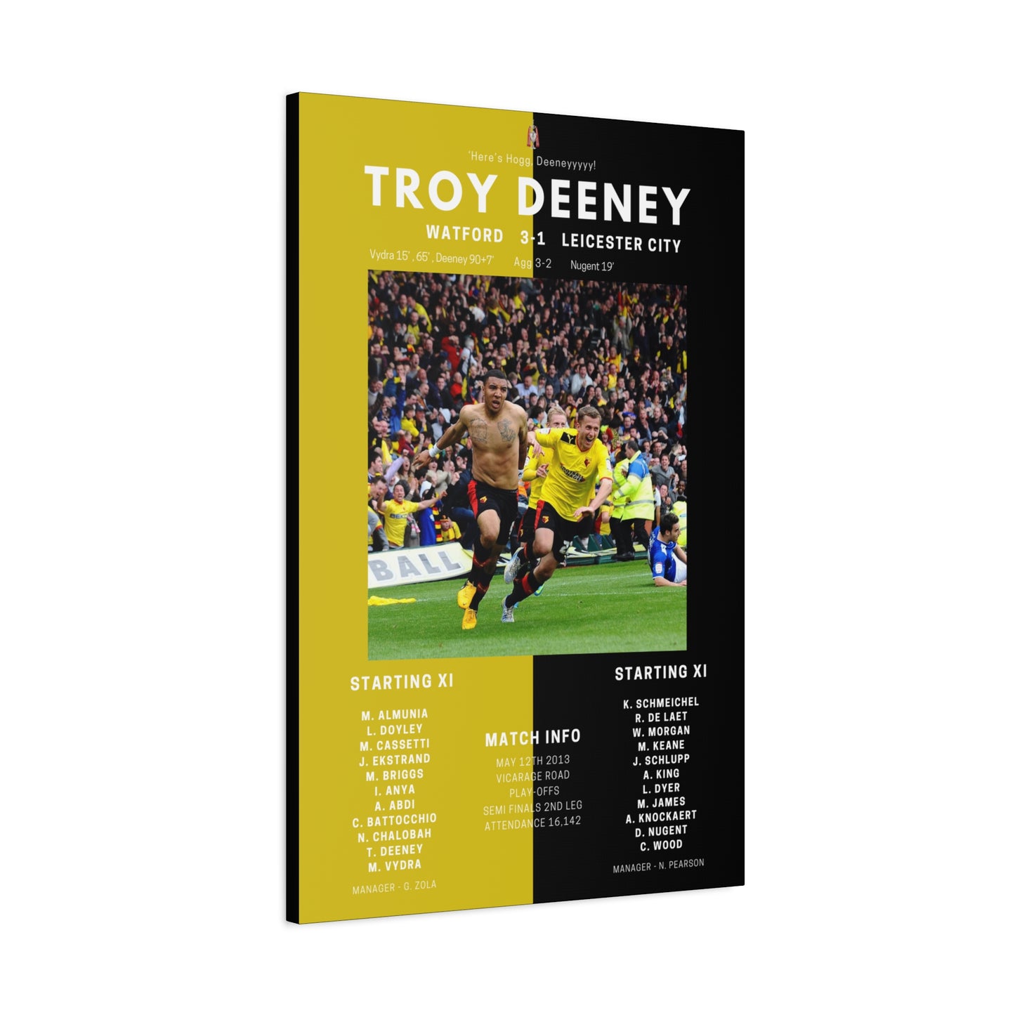 Troy Deeney Iconic Moments Canvas - Watford Vs Leicester