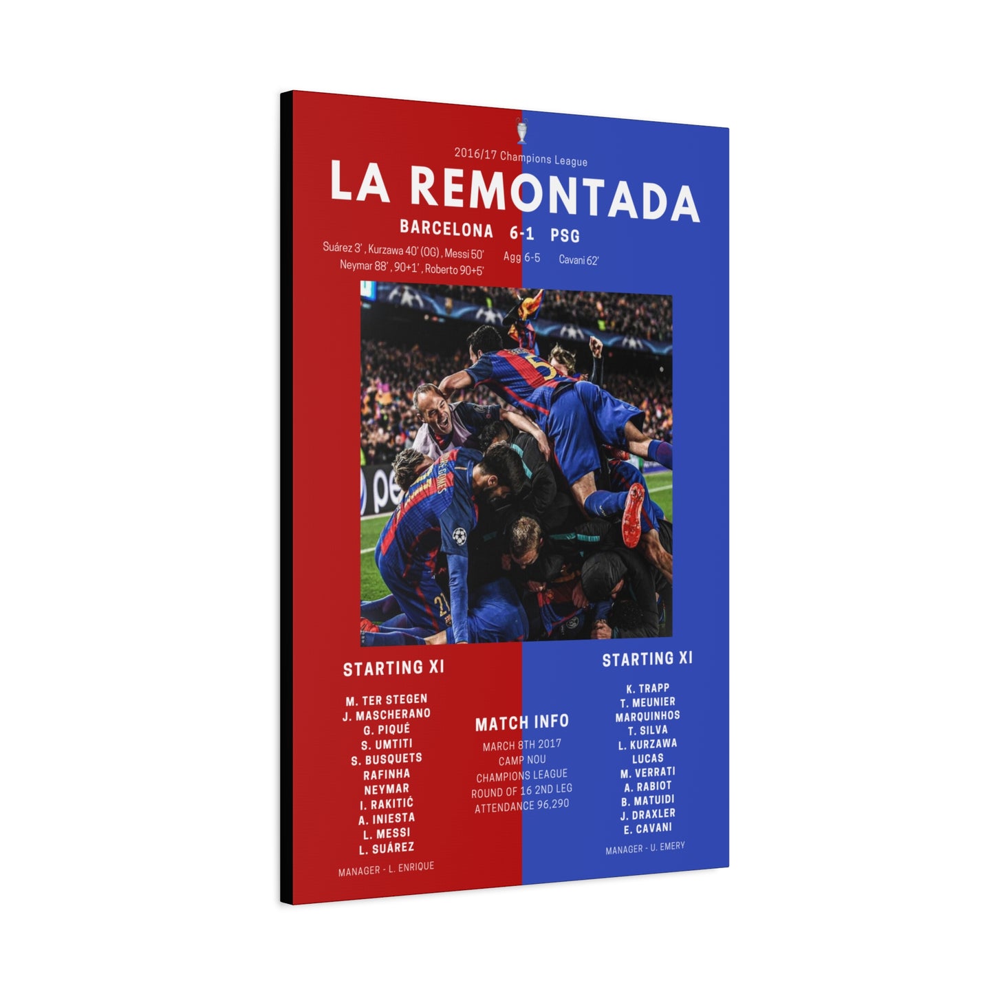 Barcelona Fc Iconic Moments Canvas - Barcelona Vs PSG