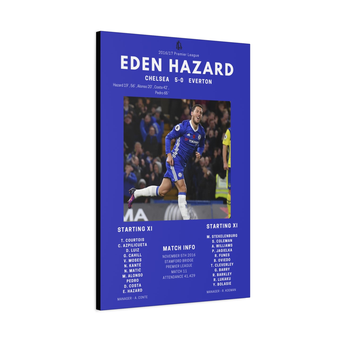 Eden Hazard Iconic Moments Canvas - Chelsea Vs Everton