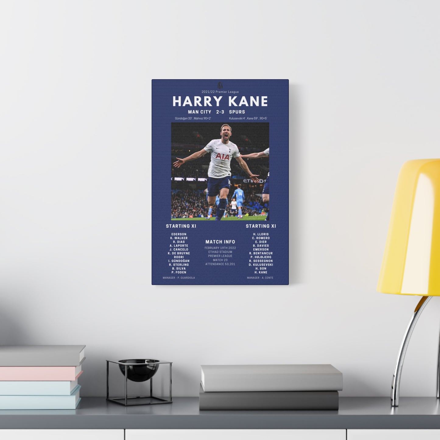Harry Kane Iconic Moments Canvas - Spurs Vs Man City