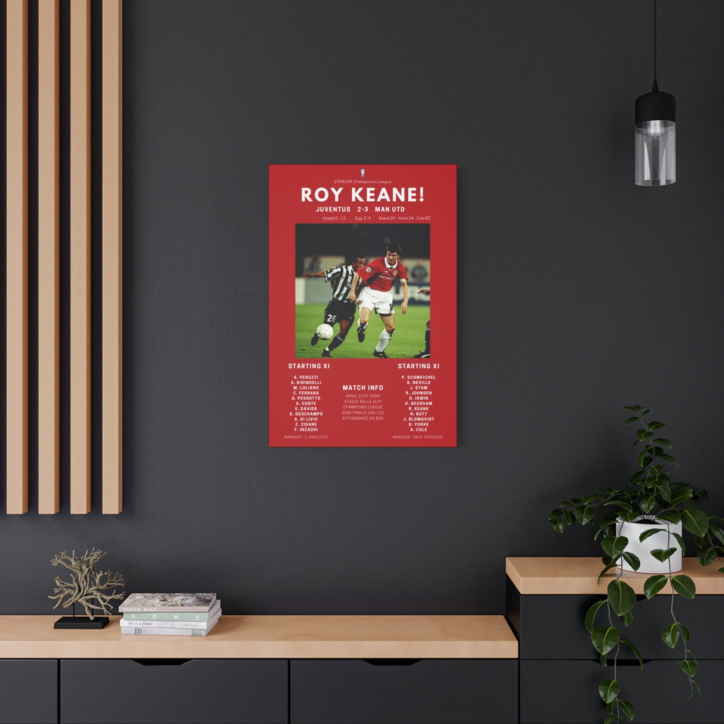 Roy Keane Iconic Moments Canvas - Man Utd Vs Juventus