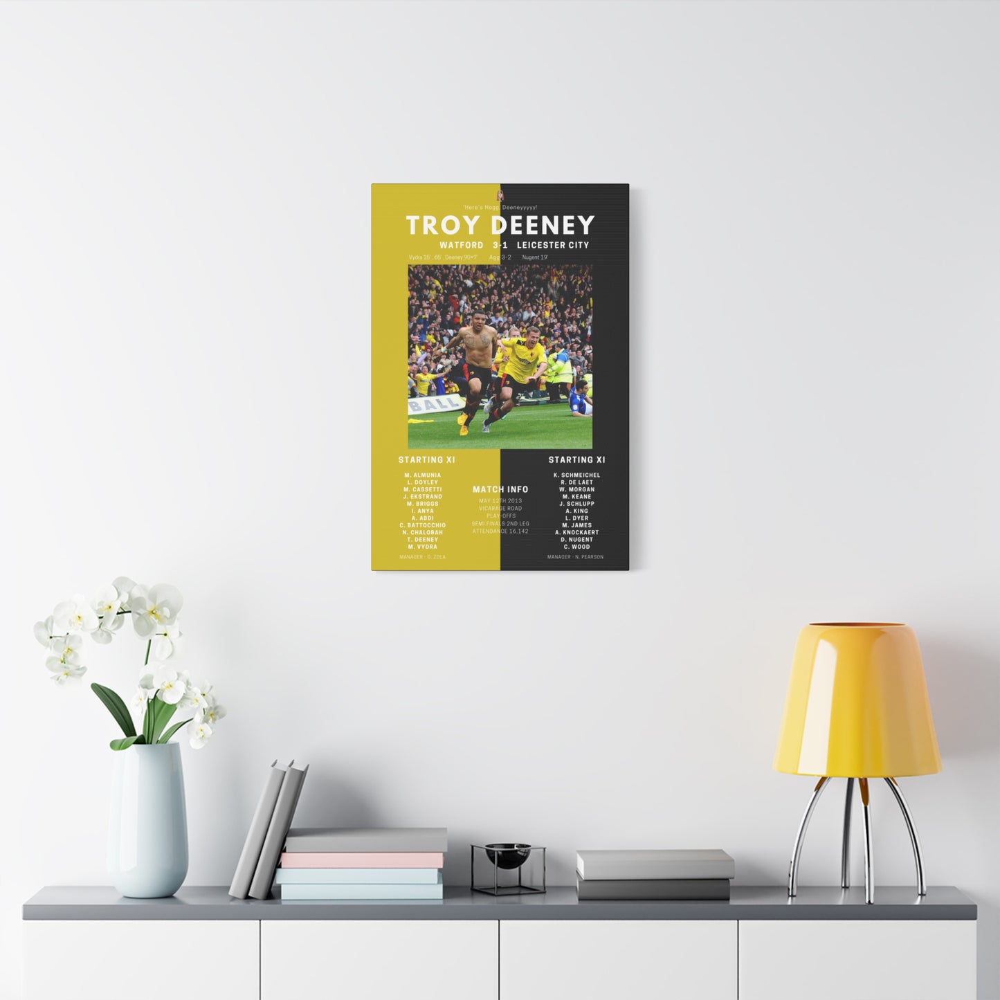 Troy Deeney Iconic Moments Canvas - Watford Vs Leicester
