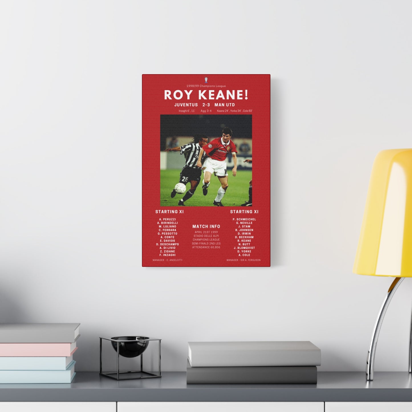 Roy Keane Iconic Moments Canvas - Man Utd Vs Juventus