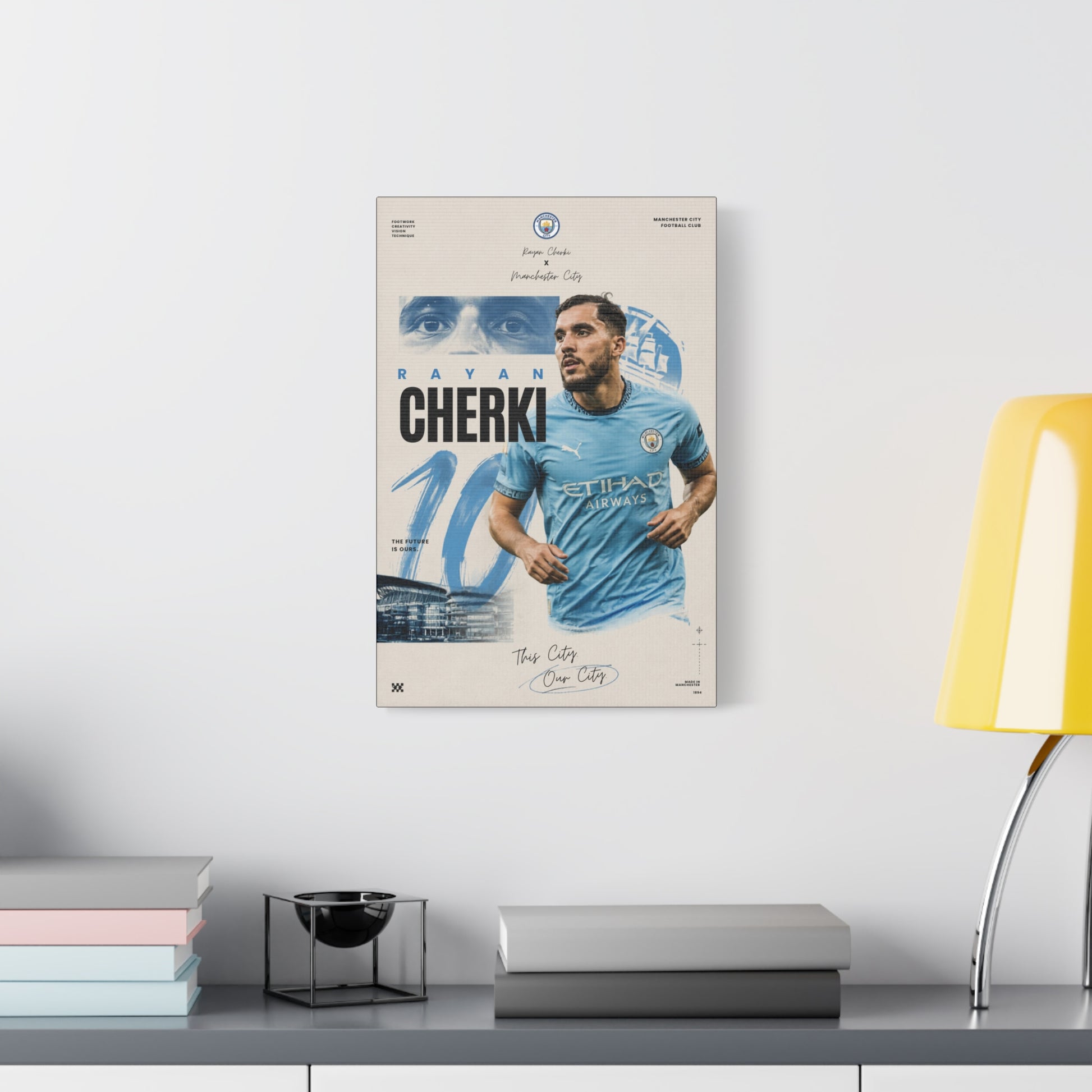Rayan Cherki Manchester City Canvas – 4K Football Wall Art